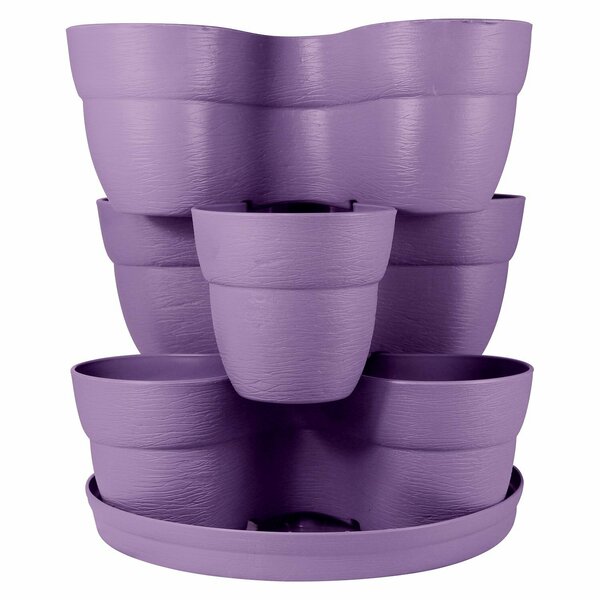 Bloomers Stackable Flower Tower Planter, Holds up to 9 Plants, Great Both Indoors and Outdoors, Orchid Purple 2382-1